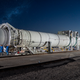 The upgraded booster in advance of the static fire test.